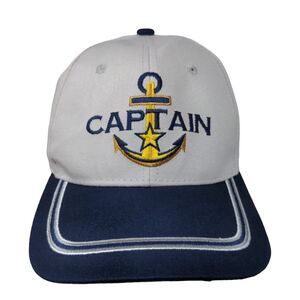 PopCrew Men's Slideback Hat Gray Adjustable Embroidered Captain Logo